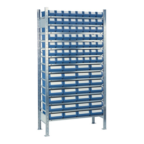 Rayonnages sans vis H2000xW1000 Rayonnages supplémentaires 14 étagères en acier avec 56 petits et 28 moyens bacs