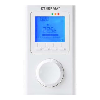 Etherma Thermostat d'ambiance sans fil avec horloge, affichage LCD ET-14A