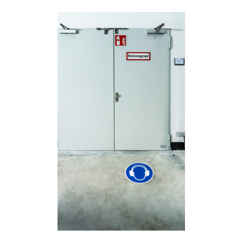 Label de sécurité durable ''Utiliser une protection auditive''.