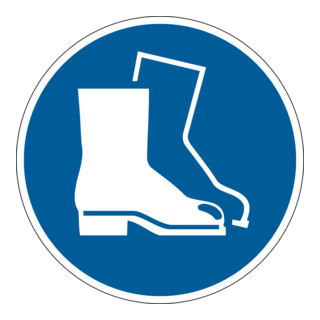 Label de sécurité durable ''Utiliser une protection des pieds''.