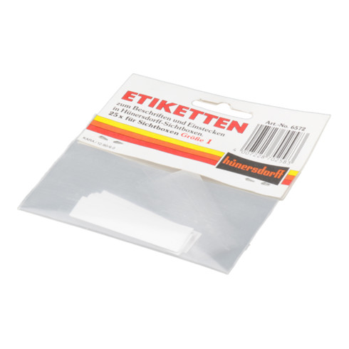 Étiquettes pour bacs PS t. 1 blanc, 25 pièces + film de protection