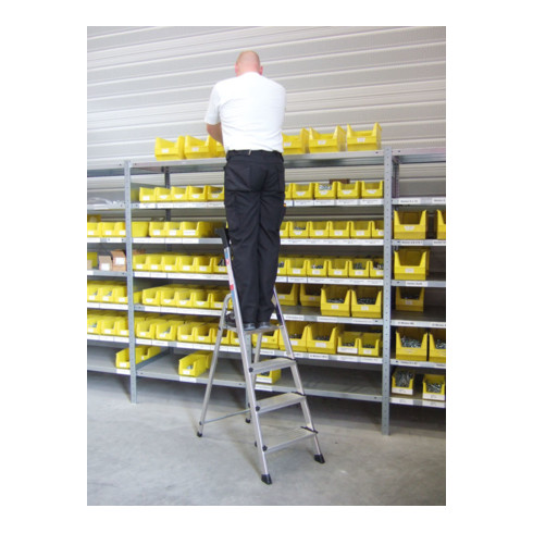 Euroline Alu-Stufenstehleiter mit Sicherheitsbrücke und Werkzeugablage Nr. 22578