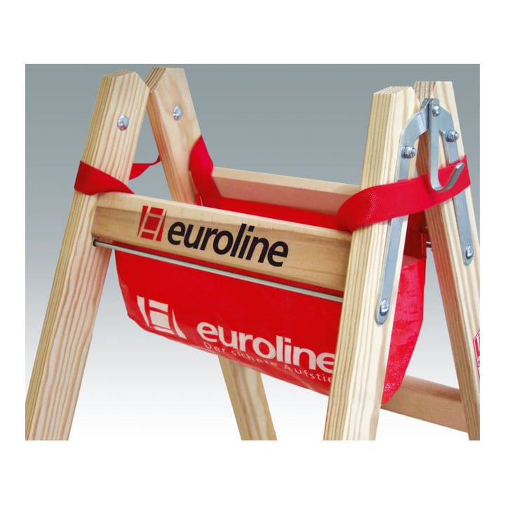 Euroline Holz-Sprossenstehleiter Nr. 10504 2 x 5 Comfort-Breitsprossen