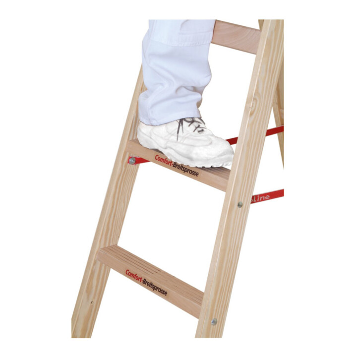 Euroline Holz-Sprossenstehleiter Nr. 10504 2 x 6 Comfort-Breitsprossen