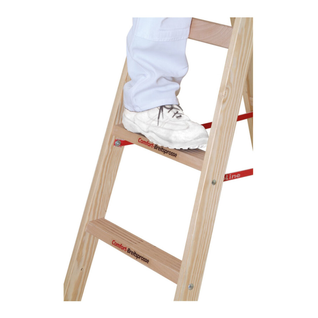 Euroline Holz-Sprossenstehleiter Nr. 10504 2 x 6 Comfort-Breitsprossen