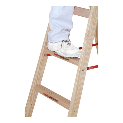 Euroline Holz-Sprossenstehleiter Nr. 10504 2 x 6 Comfort-Breitsprossen