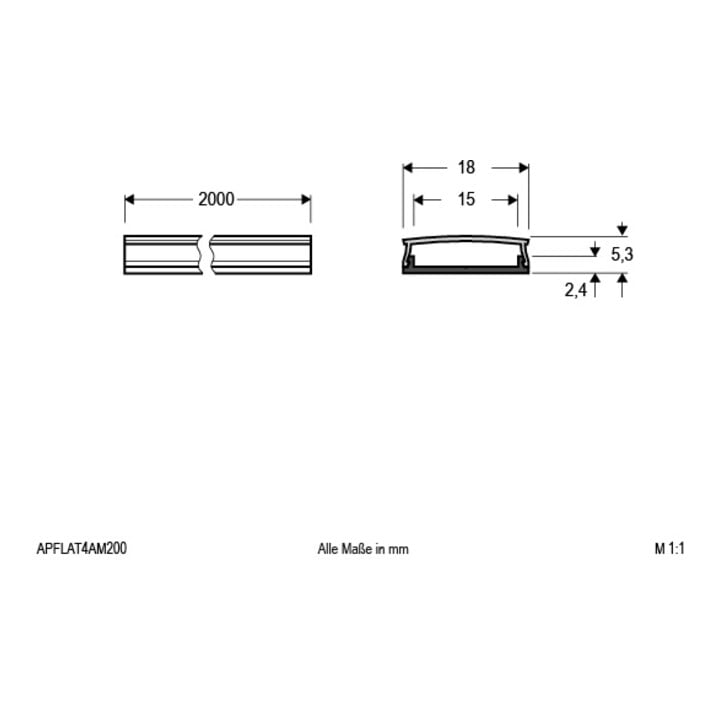 EVN Alu-Profil U-Profil APFLAT4AM200 200cm flach
