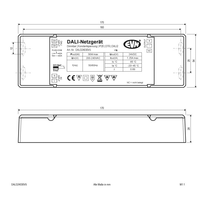 EVN DALI Dimmer-Empfänger DALD24030VS inkl. Netzgerät