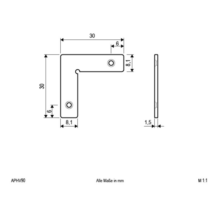 EVN Eckverbinder f.Alu-Profile 90Gr APHV90 Aluminium eloxiert