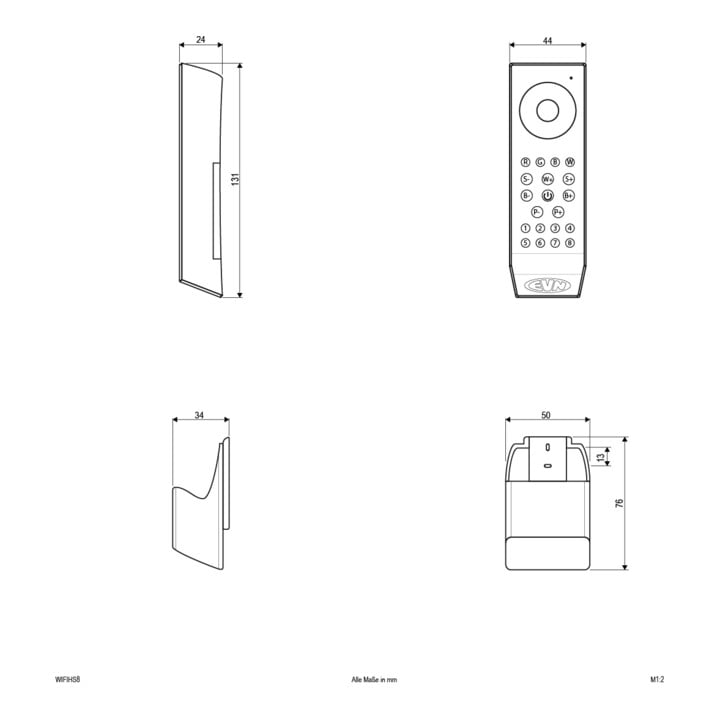 EVN Funk-Handsender WIFIHS8 868MHz 8 Kanäle
