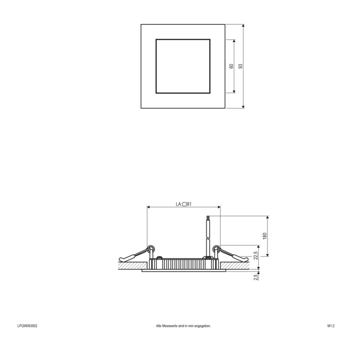EVN LED Einbau Panel LP QW 093502 5W 3000K 93 x 93mm