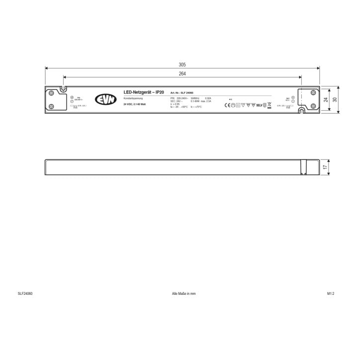 EVN Lichttechnik Alimentation 24V/DC-0,1-60W IP20 SLF24060