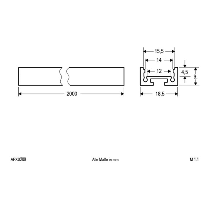 EVN Lichttechnik Alu-Profil 200cm Alu eloxiert APXS200