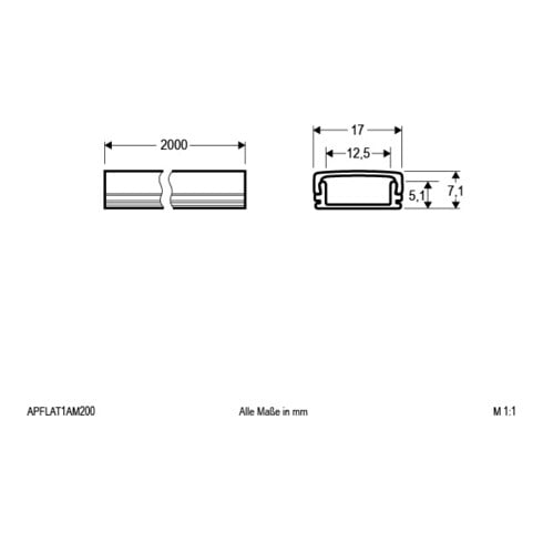 EVN Lichttechnik Alu-Profil 2m flach APFLAT1AM200