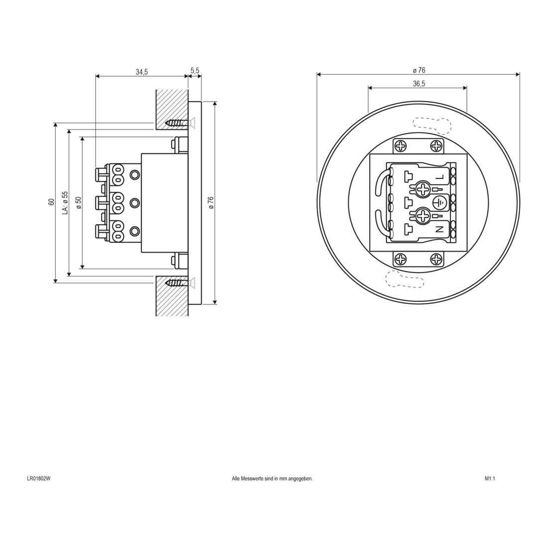 EVN Lichttechnik Applique LED encastrée murale 230V 3000K IP44 blanche LR01802W