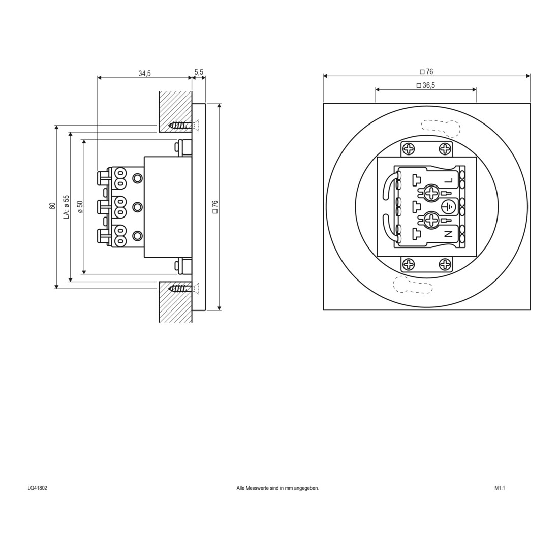 EVN Lichttechnik Applique LED encastrée murale IP44 230V 55lm LQ41802