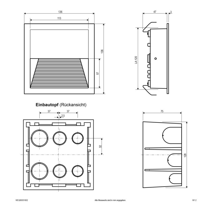 evn_lichttechnik Applique LED encastrée WEQ65051602 IP65