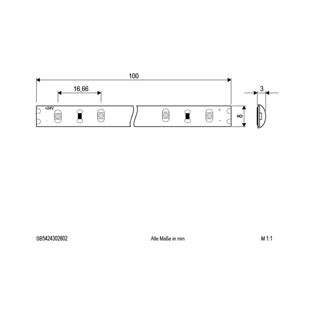EVN Lichttechnik Bande LED 5m 3000K 24V/DC IP54 SB5424302802