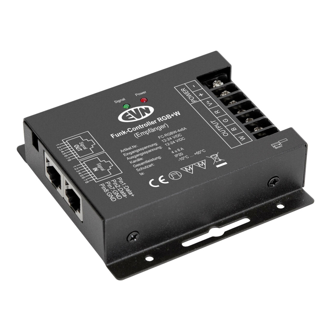 EVN Lichttechnik Contrôleur récepteur radio 12-24V/DC 4x6A IP20 FCRGBW4X6A