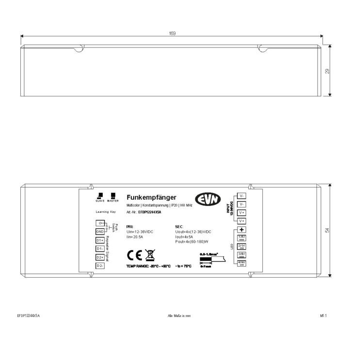 EVN Lichttechnik Funk Multicolor-Empfänger EFDP12244X5A