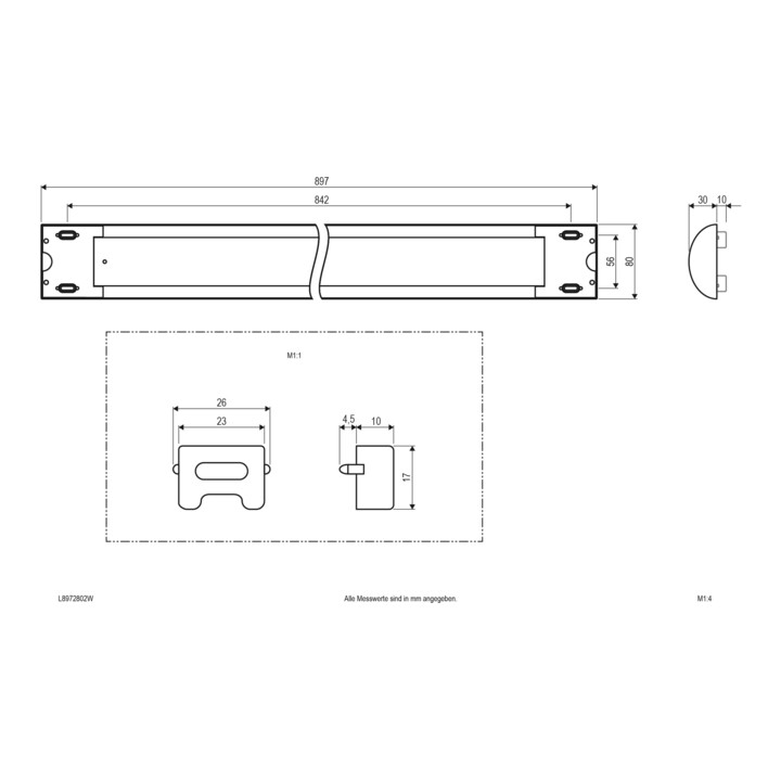 EVN Lichttechnik LED-Anbauleuchte 3000K 230V 110° IP20 L8972802W ws