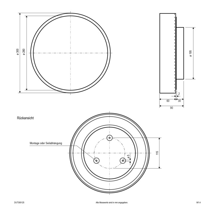 evn_lichttechnik LED-Anbauleuchte DUT300125 CCT Switch