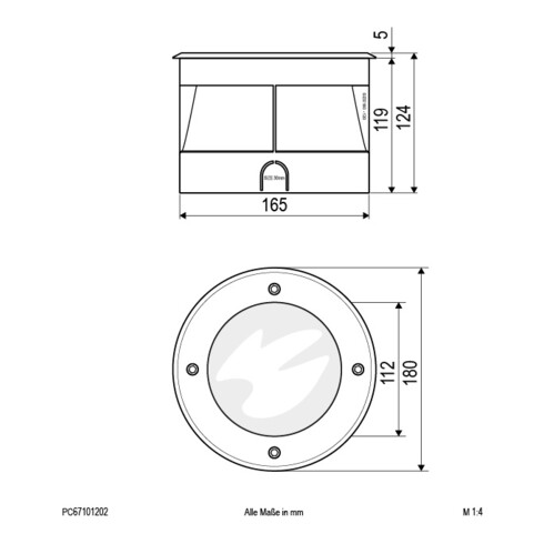 EVN Lichttechnik LED-Bodeneinbauleuchte 3000K 230V IP67 PC67101202 eds