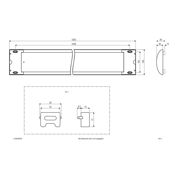 EVN Lichttechnik LED Deckenanbauleuchte 1500mm, 3000K 4400lm L15004802W