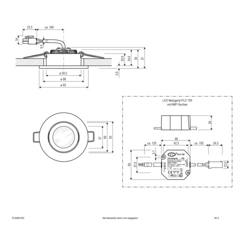 EVN Lichttechnik LED-Deckeneinbauleuchte 3000K 230V IP20 PC20N91302 eds