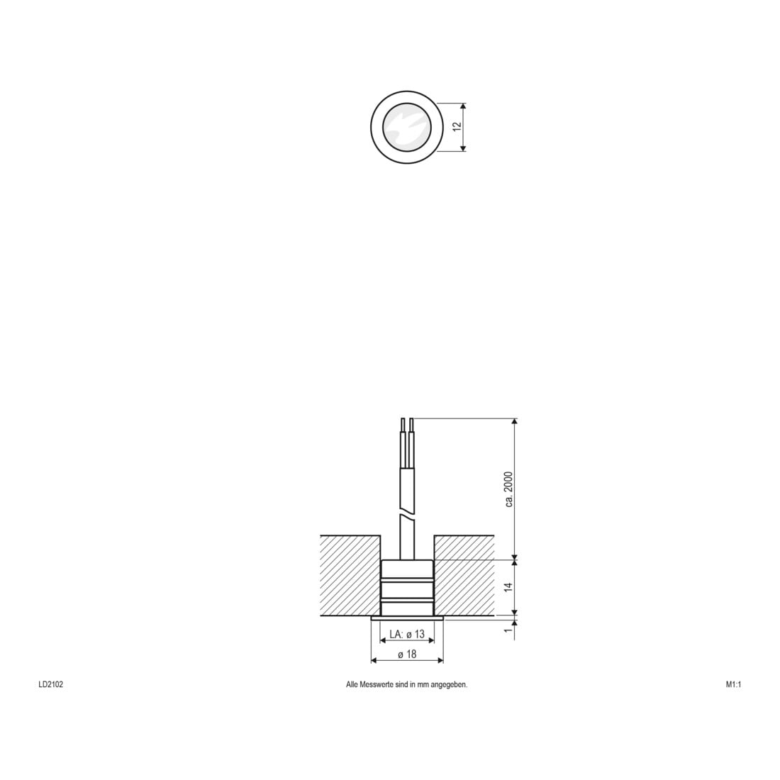 EVN Lichttechnik LED EB-Lichtpunkt 0,2W warmweiß LD2 102