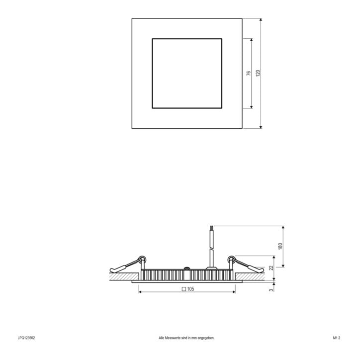 EVN Lichttechnik LED Einbau Panel 9W 350mA 3000K LPQ 123 502
