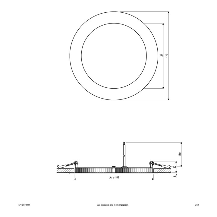 EVN Lichttechnik LED Einbau Panel ws 15W 3000K 172mm rd. LP RW 173502