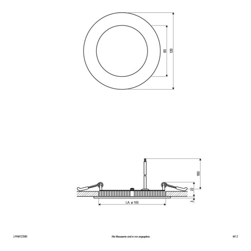 EVN Lichttechnik LED Einbau Panel ws 9W 4000K 120mm rd. LP RW 123540