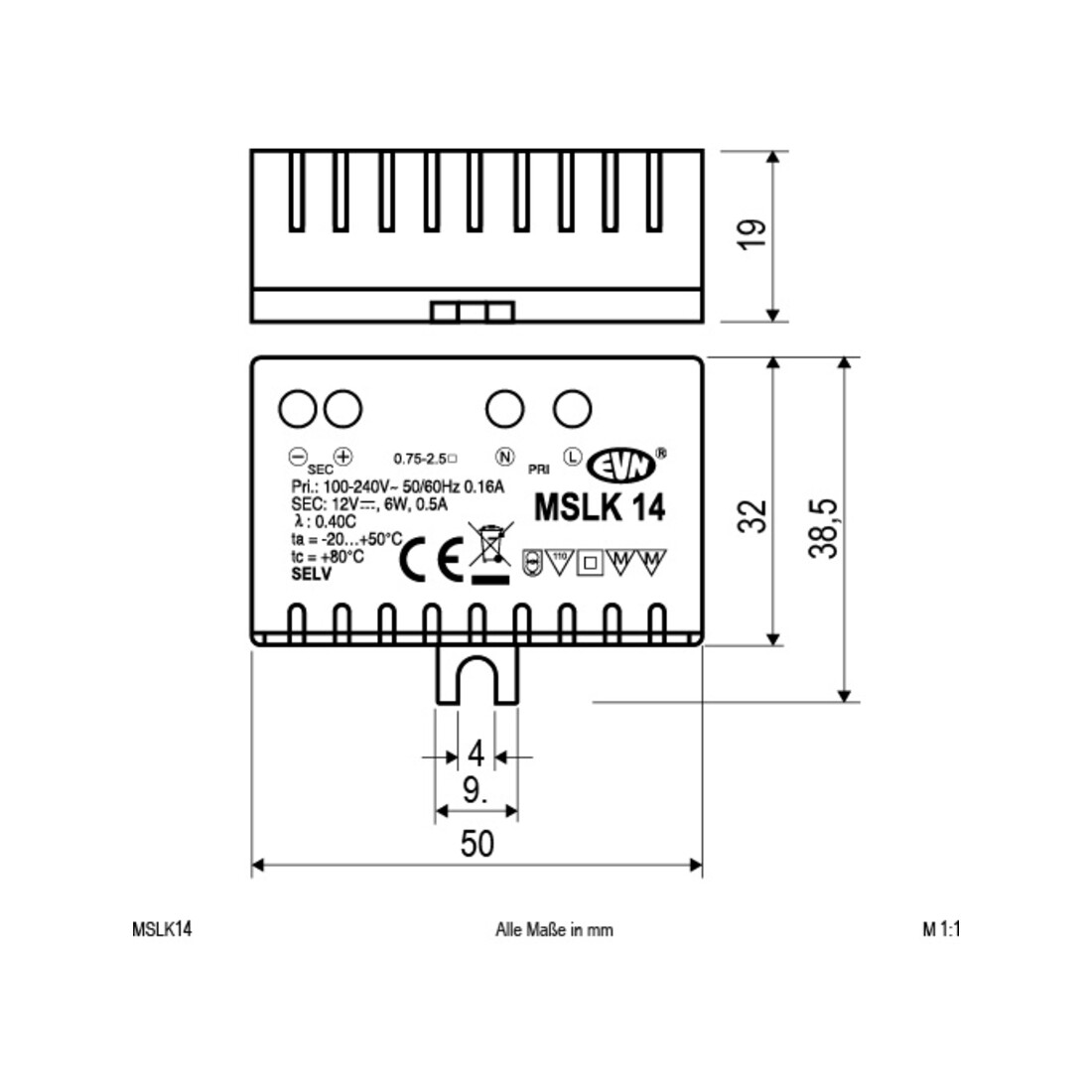 EVN Lichttechnik LED-Netzgerät 12V 0,1-6W MSLK 14
