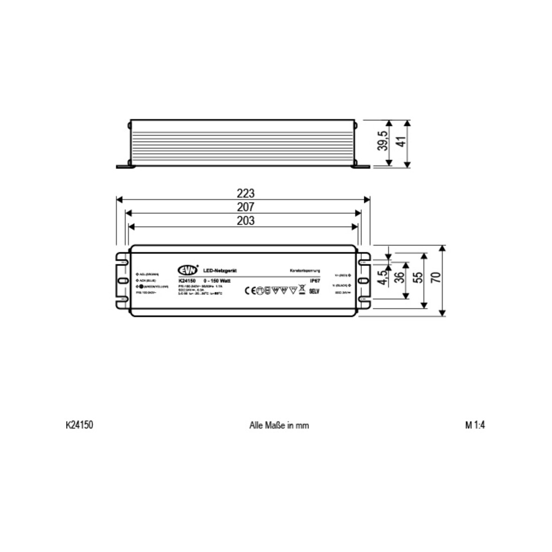 EVN Lichttechnik LED-Netzgerät 24V DC/5-150W K24 150