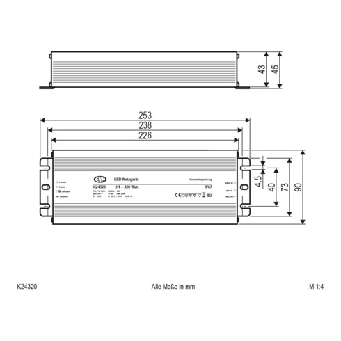 EVN Lichttechnik LED-Netzgerät 24V/DC0,1-320W/230V K24320
