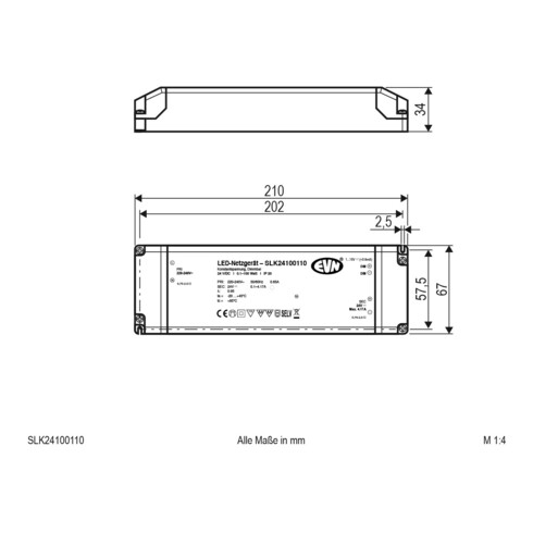 EVN Lichttechnik LED-Netzgerät 24VDC 0,1-100W IP20 SLK24100110