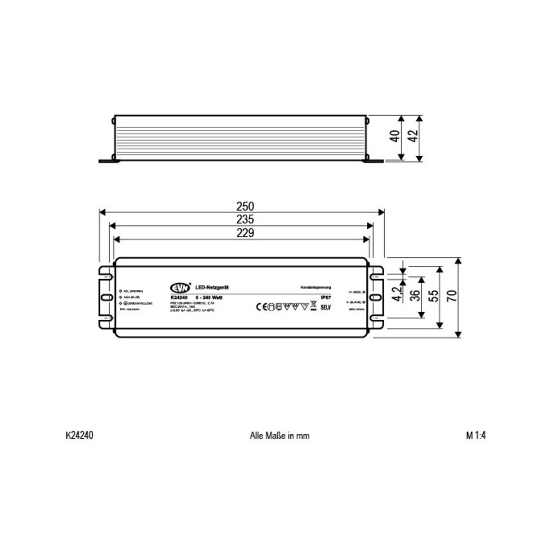 EVN Lichttechnik LED-Netzgerät 24VDC 240W K24 240