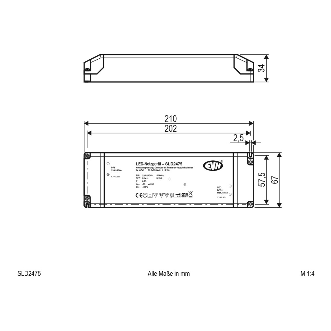 EVN Lichttechnik LED-Netzgerät NG24VDC33,6-75W IP20 SLD2475