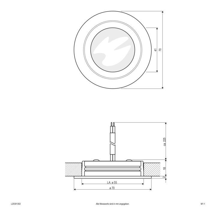 EVN Lichttechnik LED-spot encastré plafond 3000K 350mA 110° IP20 L20301302 chr/sat