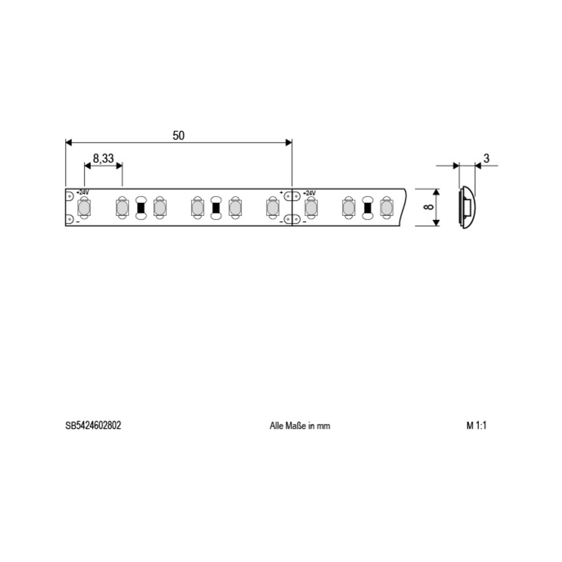 EVN Lichttechnik LED-Strip 5m 3000K 24V/DC IP54 SB5424602802