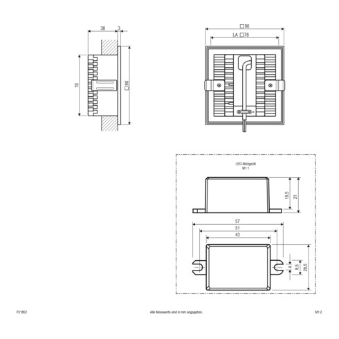 EVN Lichttechnik LED Wandeinbauleuchte 2,2W 230V 3000K P21 802