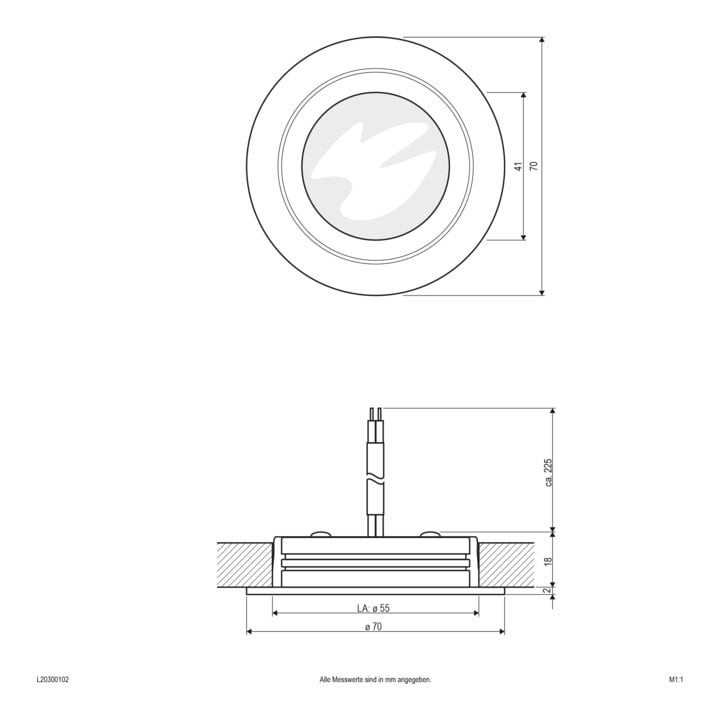 EVN Lichttechnik P-LED Lampe d’encastrement pour meuble IP20 350mA 3W 3000K L20300102 blanc