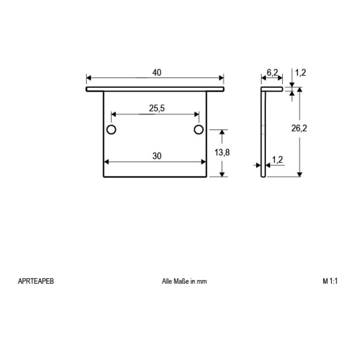 EVN Plaque de finition profilé alu APRTEAPEB avec 2 vis