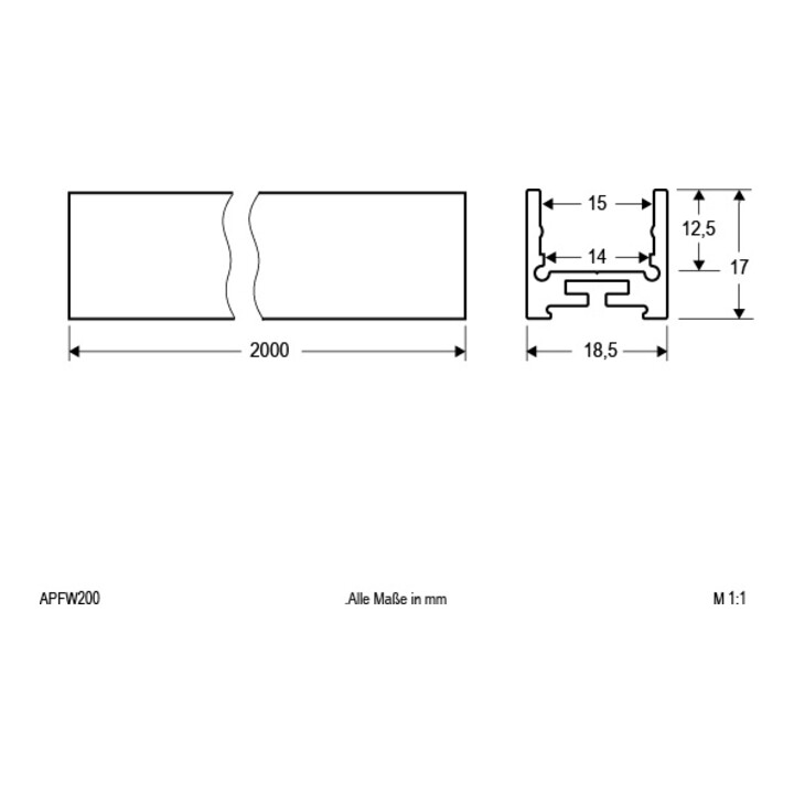 EVN Profilé aluminium plat APFW200 200 cm blanc