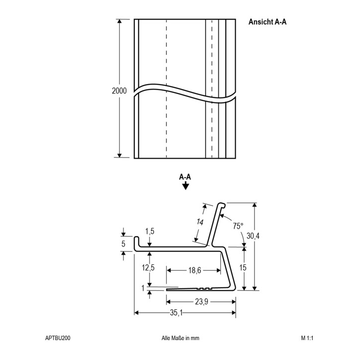 EVN Profilé pour cloison sèche APTBU200 pour bandes LED