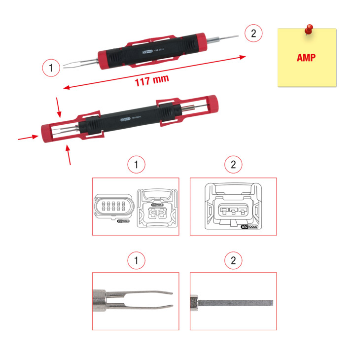 Extracteur universel de cosses pour connecteur plat et cosses Faston 2,8-6,3mm