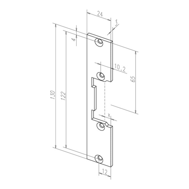 Face de frappe plate 096 VA ktg. B.24xL.130mm DIN L/R