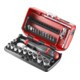 Facom assortiment 1/4" - aandrijfelementen, bits serie 1, twaalfkant dopsleutels, omkeerbare ratel inch afmetingen ultra-compacte doos, 27-delig-1