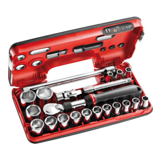 Facom Assortimento di elementi da 1/2" - chiave a bussola esagonale, cricchetto telescopico reversibile, 21pz.